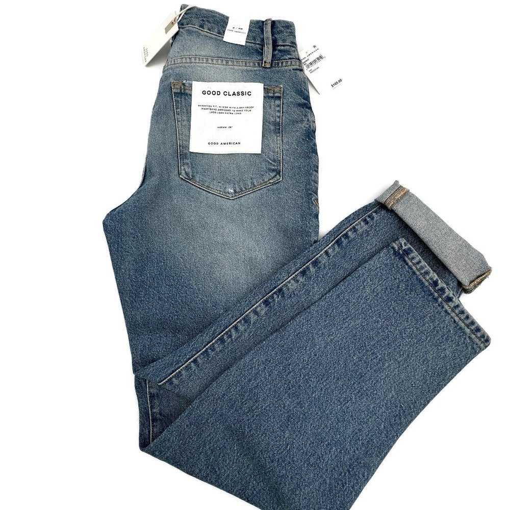 GOOD AMERICAN Jeans GOOD CLASSIC Skinnyish Fit Distressed NWT Size 2 / 26 NEW